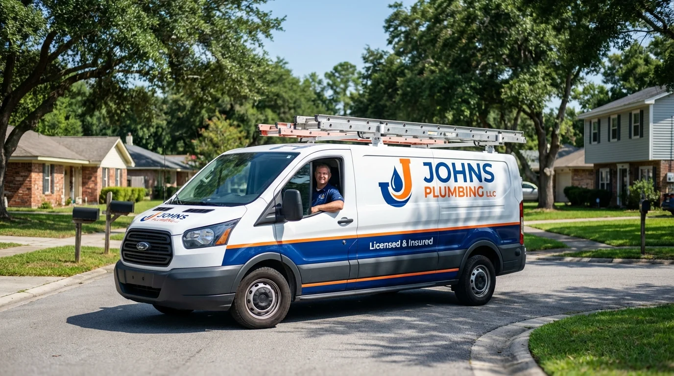 Johns Plumbing LLC service van in Theodore, AL