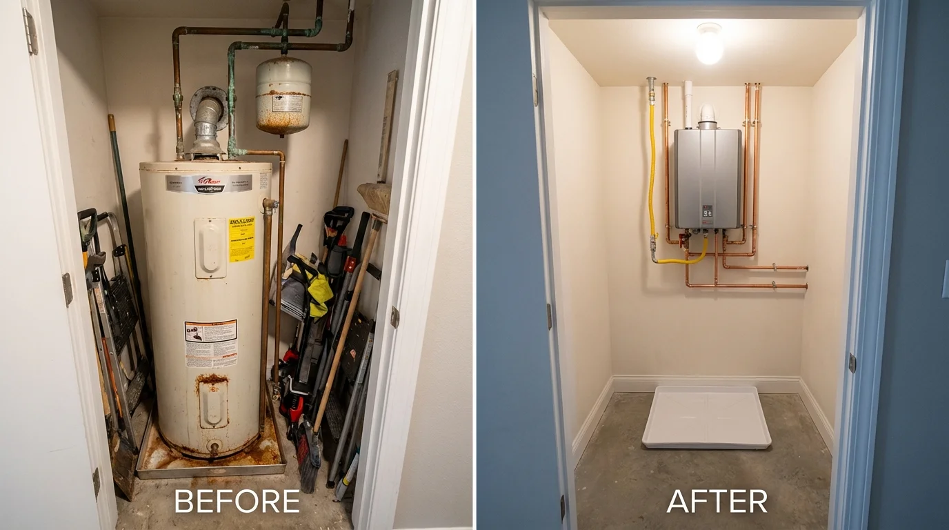 Tank water heater versus wall-mounted tankless unit comparison for Theodore, AL homeowners